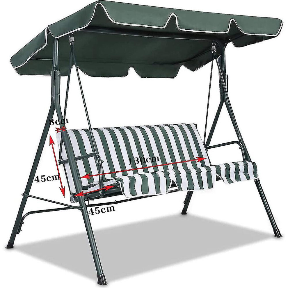 (Green and white striped canopy, 190x132x15cm) 210d Replacement Canopy For Garden Swing Seat Waterproof Swing Canopy For Swing Seat Replacement Sunshade Rocking Garden Anti-uv