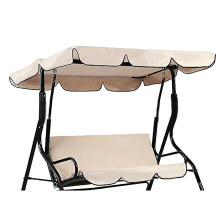 (beige canopy, 195x125x15cm) 210d Replacement Canopy For Garden Swing Seat Waterproof Swing Canopy For Swing Seat Replacement Sunshade Rocking Garden Anti-uv