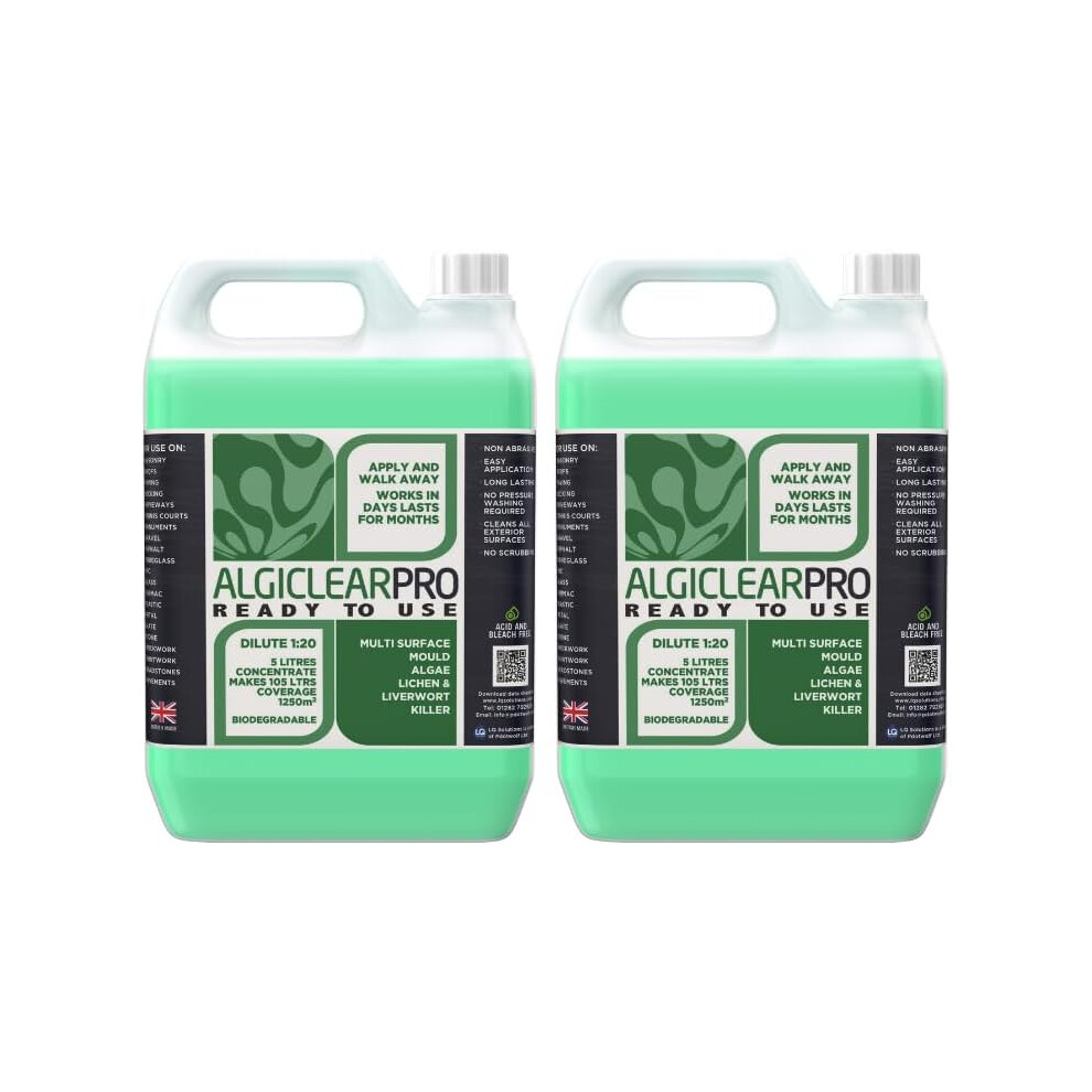 Algiclear Pro The Professional Green Algae Remover, Patio Cleaner Fluid for Decking Cleaner, Driveways, Roof Cleaner