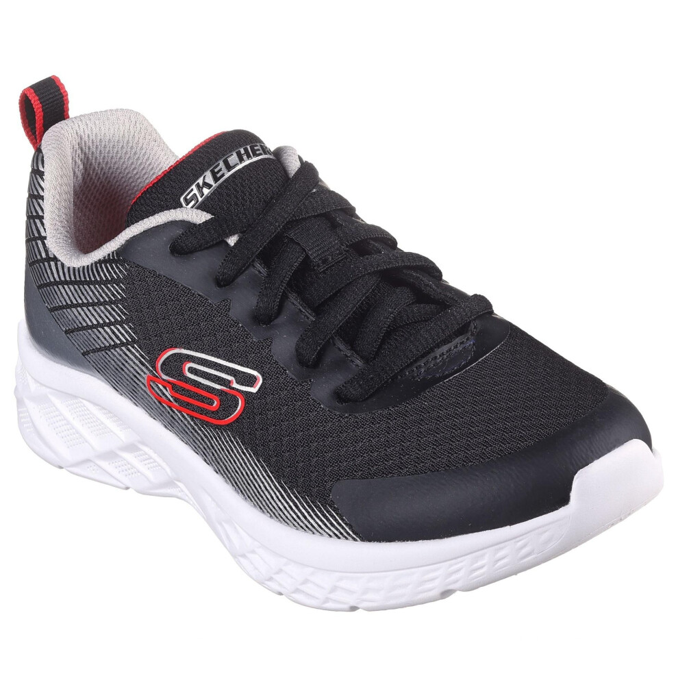 (12 UK Child, Black/Silver/Red) Skechers Boys Microspec II Vovrix Trainers