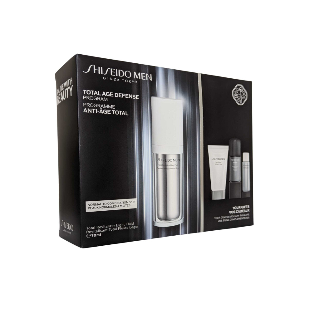 Shiseido Men Total Age Defense Program Set Light Fluid Revitaliser 70ml + 3 items