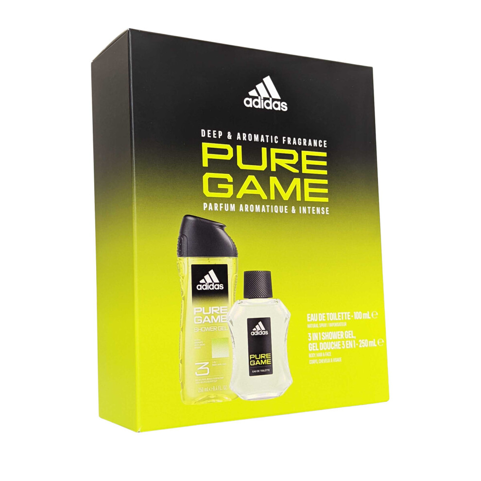 Pure Game Adidas Eau De Toilette Spray 100ml 3in1 Shower Gel 250ml