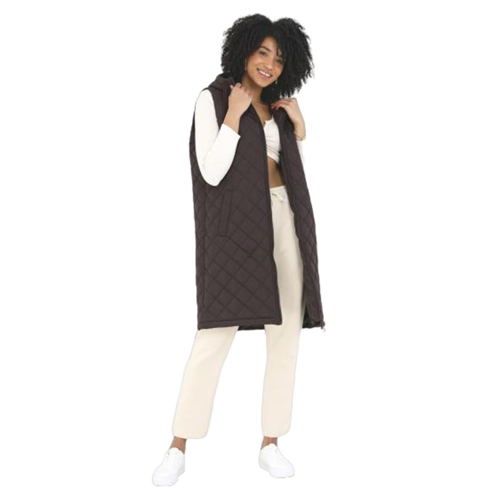 (Dark Chocolate-RUSETTGILC, UK 8) Women LongPadded Puffer Hood ParkaMaxi Warm Jacket
