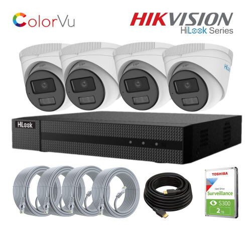 Hikvision Hilook Colorvu Cctv System Kit 4mp Camera Ip Poe Nvr 4ch 2TB 1