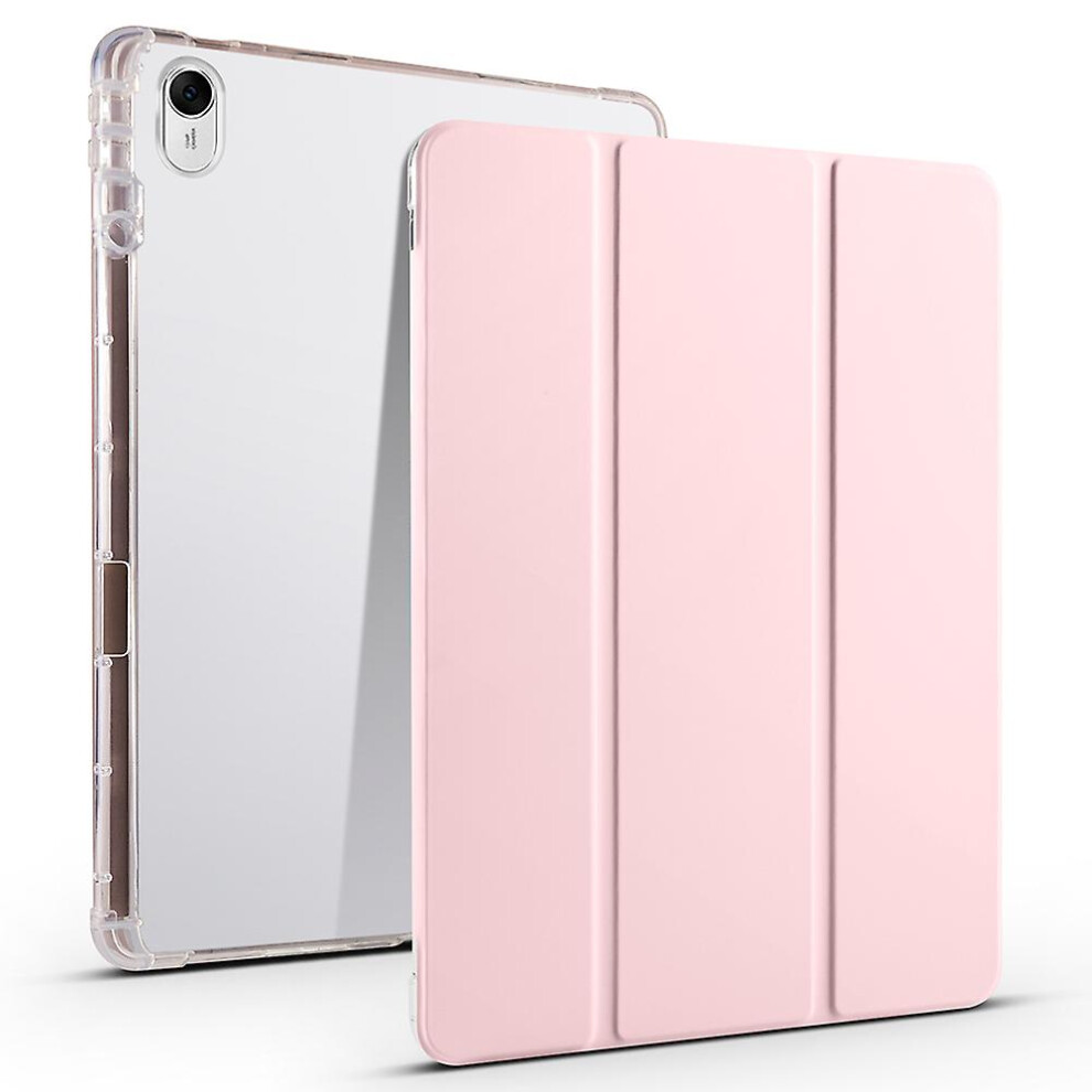(Pink) For Huawei Matepad 11.5 Smart Trifold Stand Case Pu Leather Transparent Tpu Back Tablet Cover With Pencil Holder Pink 8994439904522