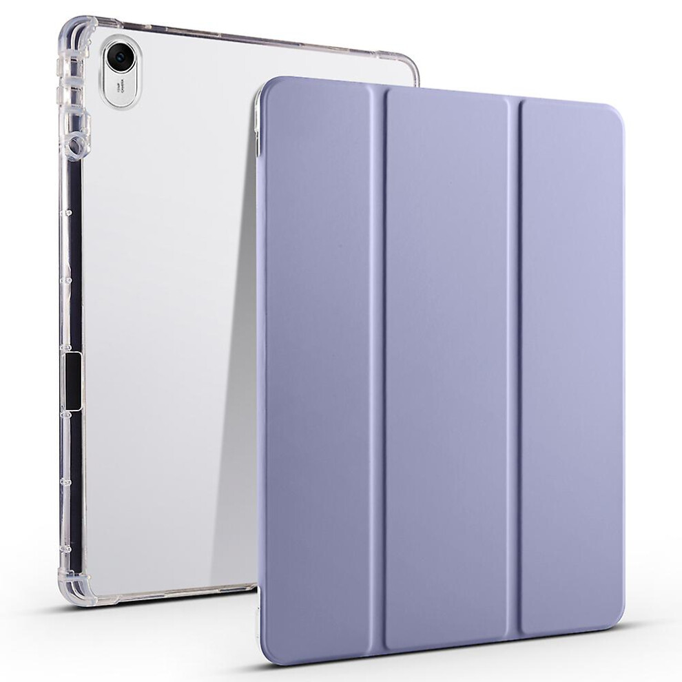 (Purple) For Huawei Matepad 11.5 Smart Trifold Stand Case Pu Leather Transparent Tpu Back Tablet Cover With Pencil Holder Purple 8994439904539