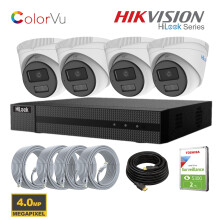 Hikvision Hilook Colorvu Cctv System Kit 4mp Camera Ip Poe Nvr 4ch 2TB