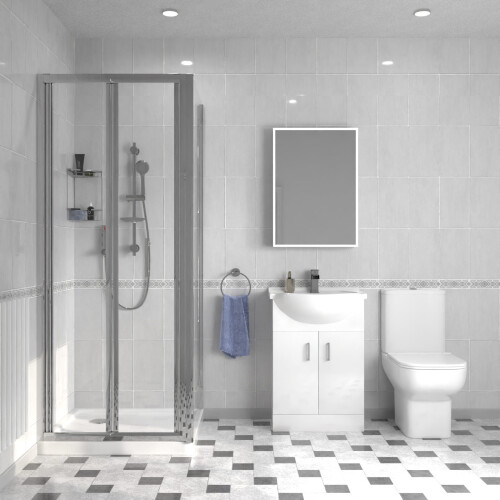 NES Home Nes Home 760mm Shower Enclosure, Side Panel, 550mm Vanity Unit & Close Coupled 1