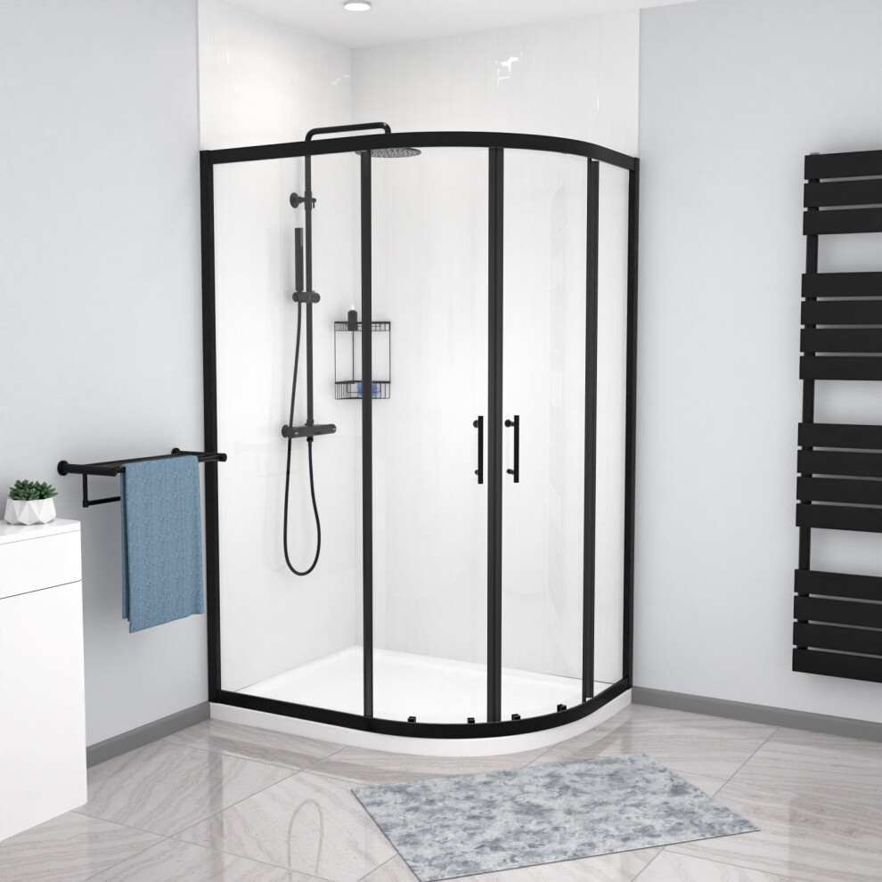 Nes Home Rh 1200 X 900 Offset Quadrant Shower Enclosure & Tray Black