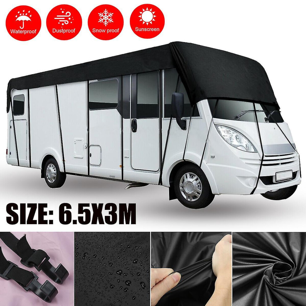 (6.5X3m) 2100d Caravan Motorhome Roof Protective Cover Protection Tarpaulin Waterproof 26pcs Windbreak Belts For Rv Caravan-image-OPC-PFWZ7XX-NEW