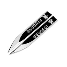 2x Peugeot Fender Badge Side Wing Metal Sticker Badge Logo 5.8*0.66 Inches Hs
