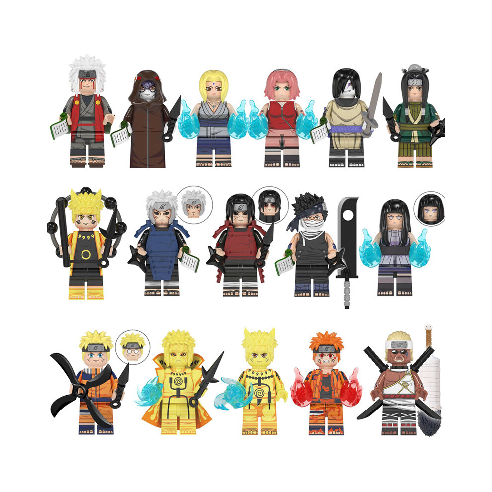 (16pcs-A) 16PCS Naruto Minifigure Building Blocks Fits Lego