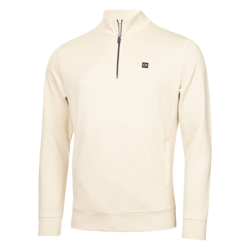 (M, Turtledove) Calvin Klein Mens 2025 Concord Half Zip Stretch Soft Wicking Golf Sweater