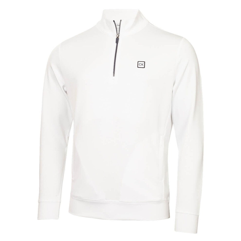 (M, White) Calvin Klein Mens 2025 Concord Half Zip Stretch Soft Wicking Golf Sweater