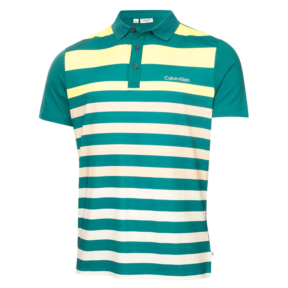 (M, Sea Green) Calvin Klein Mens 2025 Somerset Lightweight Wicking Stretch Golf Polo Shirt