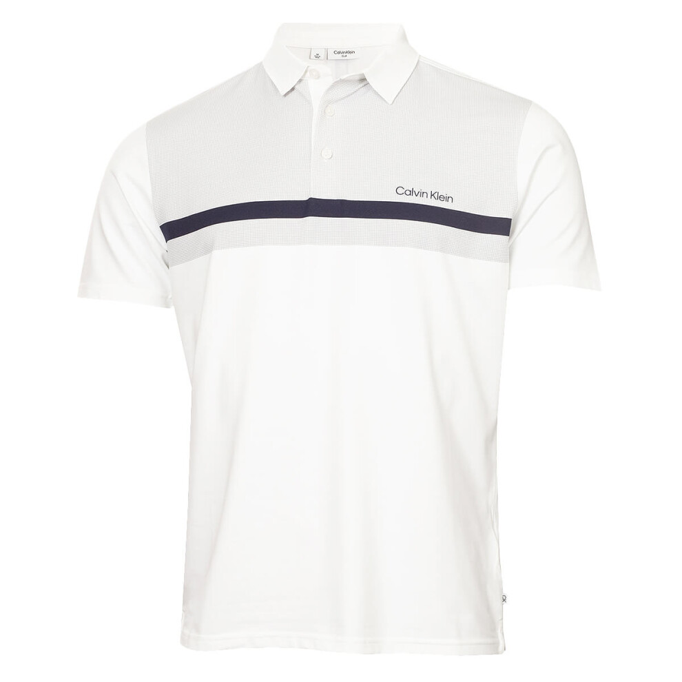 (XL, White) Calvin Klein Mens 2025 Clearview Moisture Wicking Technical Golf Polo Shirt