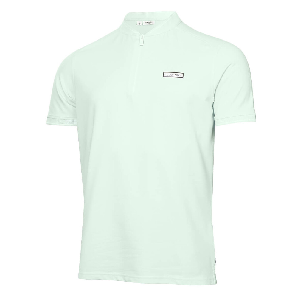 (L, Light Jade) Calvin Klein Mens 2025 Denton Blade Collar Moisture Wicking Golf Polo Shirt