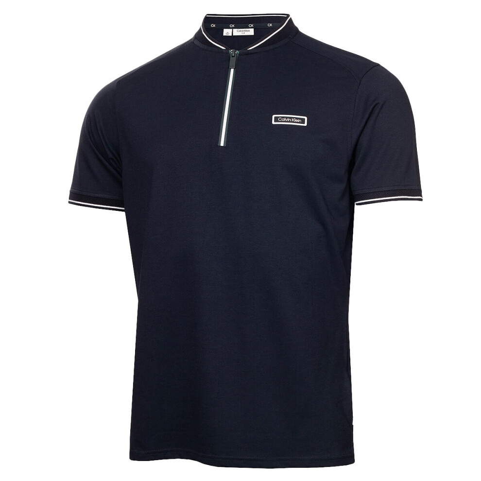 (L, Navy) Calvin Klein Mens 2025 Denton Blade Collar Moisture Wicking Golf Polo Shirt