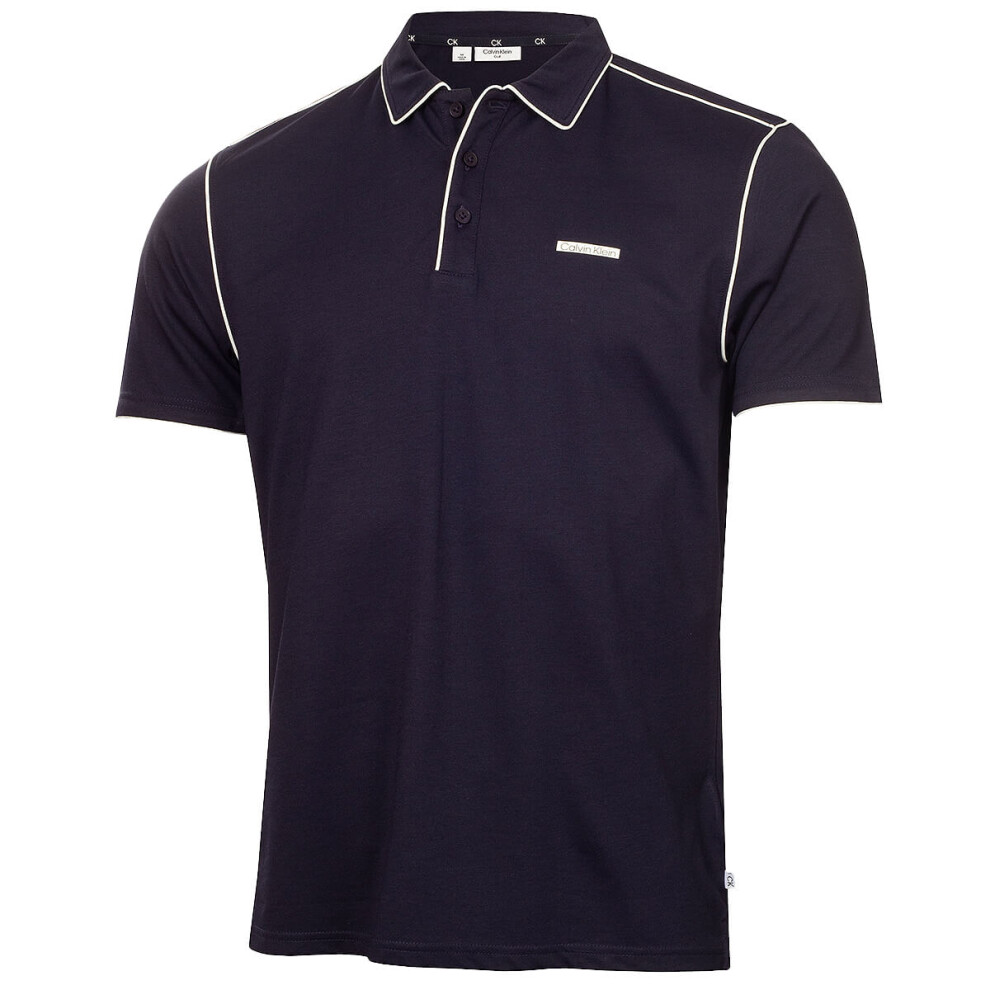 (L, Navy) Calvin Klein Mens 2025 San Marcos Moisture Wicking Golf Technical Polo Shirt