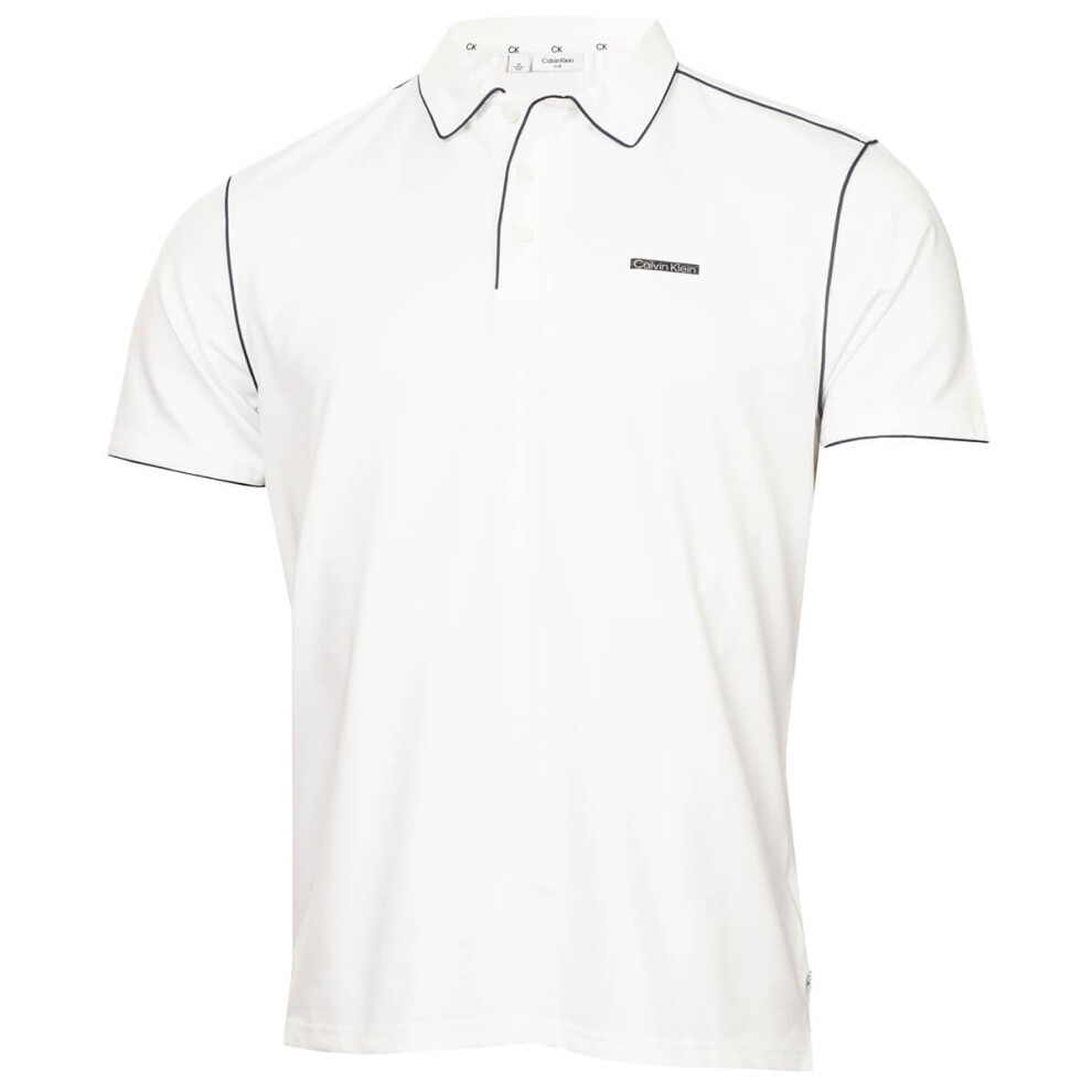 (XL, White) Calvin Klein Mens 2025 San Marcos Moisture Wicking Golf Technical Polo Shirt