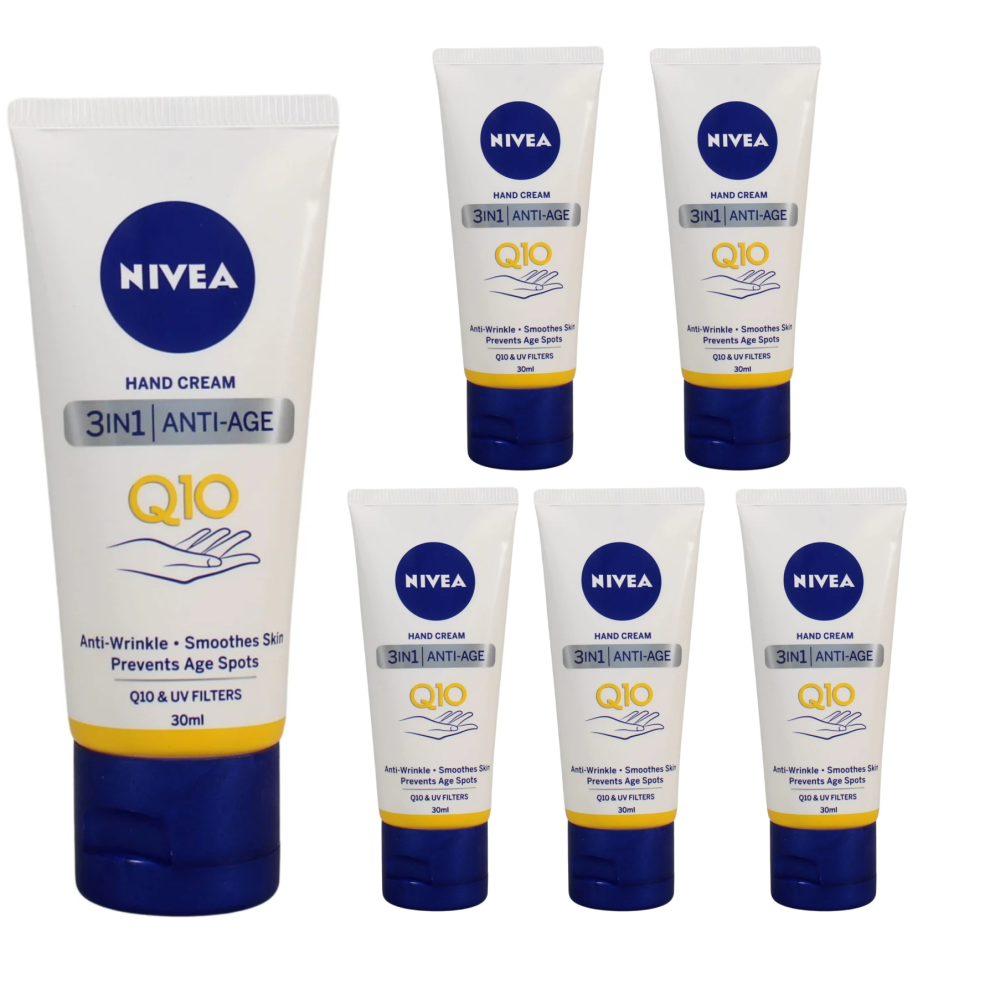 6 x 30ml NIVEA Q10 Anti-Age 3in1 Hand Care Cream Anti-wrinkle