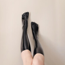(S, Black) Latex Gummi Rubber Socks Attractive Ankle-length Stockings Sexy Customize 0.4mm