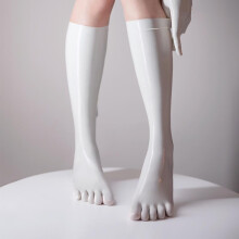(L, White) Latex Gummi Rubber Socks Attractive Ankle-length Stockings Sexy Customize 0.4mm