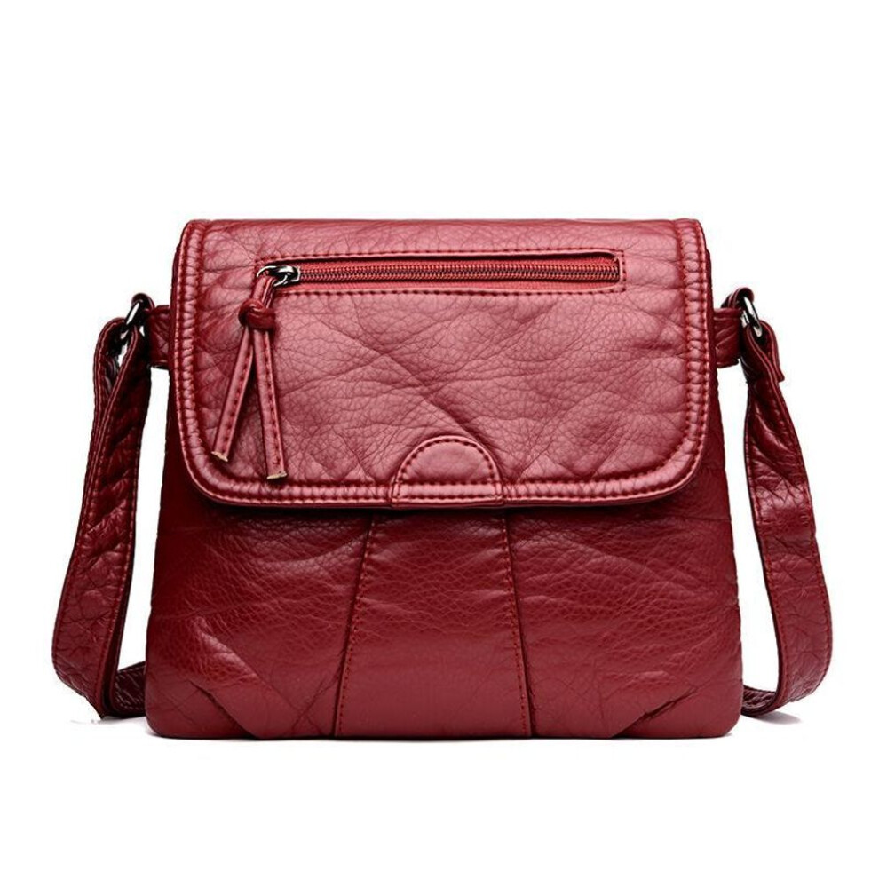 (wine red, 25cm*3cm*22cm) Yogodlns Women Soft Leather Shoulder Bag Female Crossbody Purse