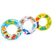 Intex 24-Inch Transparent Printed Inflatable Swim Ring - 1 Supplied, Random Design, Ages 6-10, Pool & Beach Fun