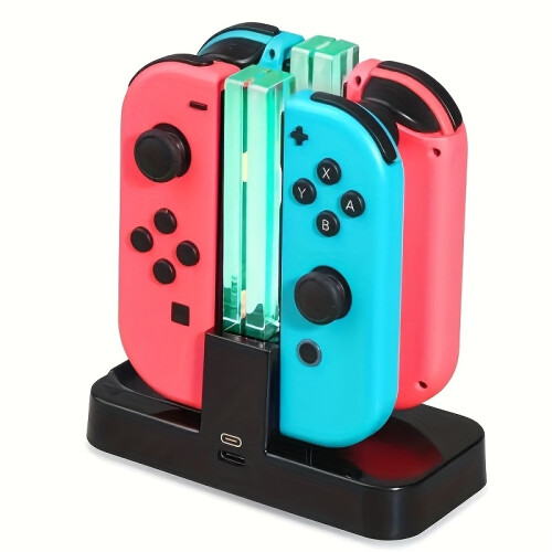 Charging station for 4 Joy-Con controllers - Compatible Nintendo Switch with LED indicators"