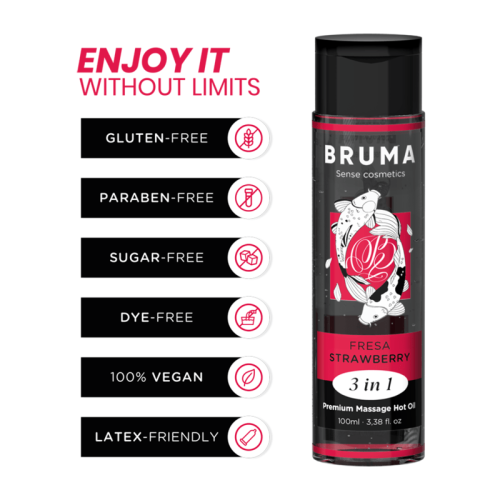 BRUMA - PREMIUM-MASSAGEÖL MIT WÄRMEEFFEKT, ERDBEERE-GESCHMACK 3 IN 1 - 100 ML 1