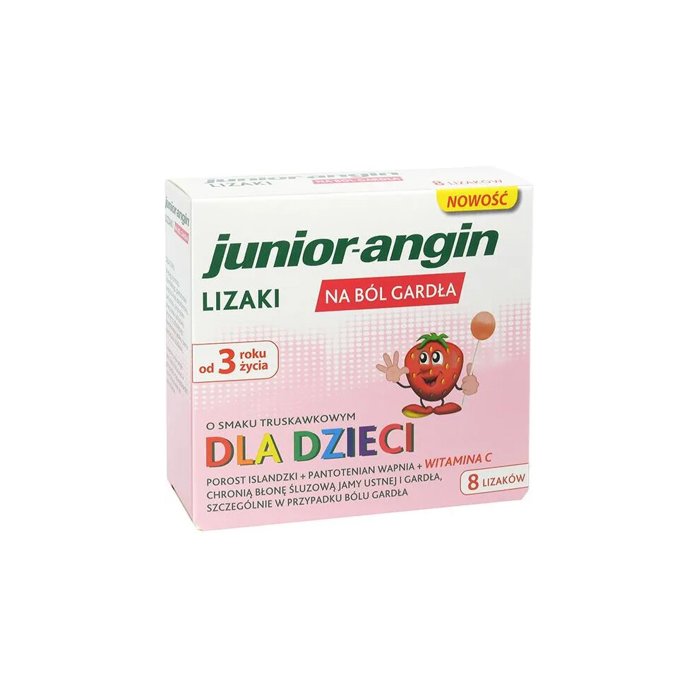 Junior-angin 8x Sore throat lollipops children 3+ strawberry flavor