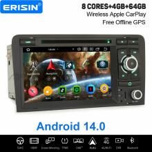 Erisin 4GB+64GB 8 Core Android 14 CarPlay Car Stereo GPS for AUDI A3 RS3 RNSE-PU DVD DAB+ WiFi Bluetooth 5.0 USB DSP