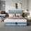 Upholstered Double Bed 135x190cm with 7 Colors LED-light Strips, Grey 3