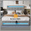 Upholstered Double Bed 135x190cm with 7 Colors LED-light Strips, Grey 8