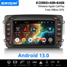 Erisin 4GB+64GB 8 Core Android 13 CarPlay Car Stereo GPS for Mercedes BENZ C/CLK/G/A Class W203 W209 Viano DAB+ WiFi Bluetooth USB