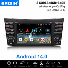 Erisin 4GB+64GB 8 Core Android 14 CarPlay Car Stereo GPS for Mercedes BENZ CLS/E-Class W211 W219 DAB+ WiFi Bluetooth USB DSP