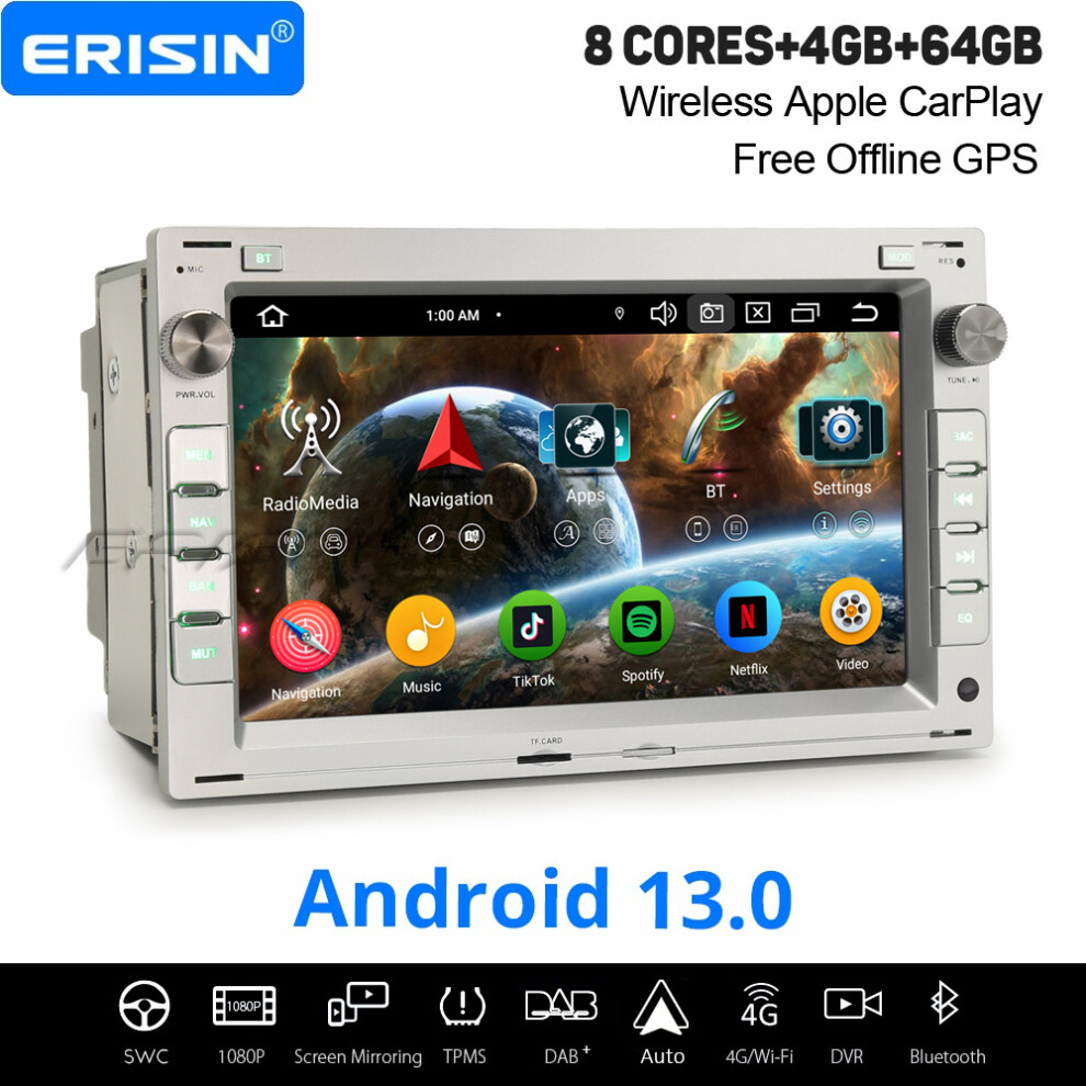 Photos - Car Stereo Erisin 4GB+64GB 8 Core Android 13 CarPlay  GPS for VW Passat B5 Bora T4/T5 Golf 4 Polo Skoda SEAT DAB+ WiFi Blueto