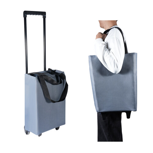 (Grey) Shopping Trolley on Wheels Foldable Trolley Bags