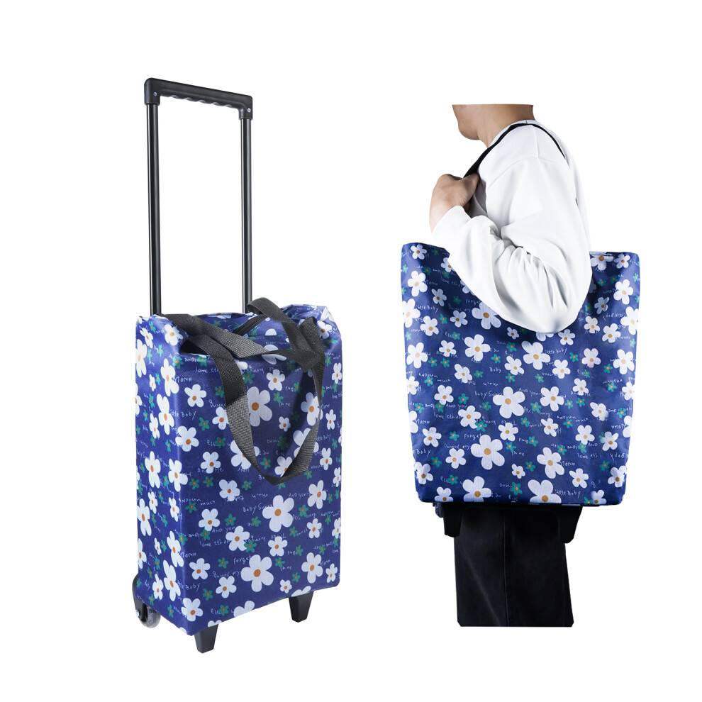 (Flower) Shopping Trolley on Wheels Foldable Trolley Bags