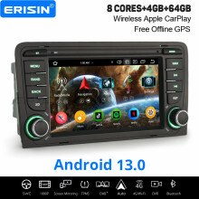 Erisin 4GB+64GB 8 Core Android 13 CarPlay Car Stereo GPS for Audi A3 S3 RS3 RNSE-PU DAB+ WiFi Bluetooth 5.0 USB DSP