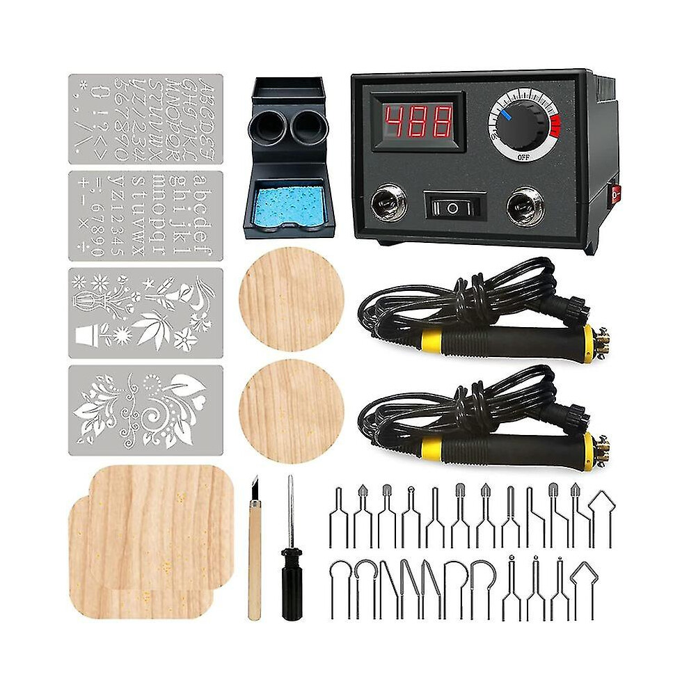 Pyrography Wood Burning Kit Wood Burner Tool Dual Pen 60w Upgraded Adjustable Pyrography Machine
