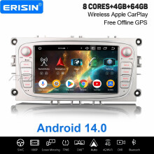 Erisin 4GB+64GB 8 Core Android 14 CarPlay Car Stereo GPS for Ford Focus S/C-Max Galaxy Mondeo DAB+ WiFi Bluetooth 5.0 USB DSP