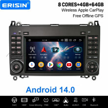 Erisin 4GB+64GB 8 Core Android 14 CarPlay Car Stereo GPS for Mercedes BENZ A/B Class W169 Sprinter Vito VW Crafter DAB+ WiFi Bluetooth 5.0