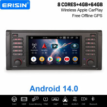 Erisin 4GB+64GB 8 Core Android 14 CarPlay Car Stereo GPS for BMW 5 Series E39 M5 DAB+ WiFi Bluetooth 5.0 USB DSP CANBus