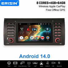 Erisin 4GB+64GB 8 Core Android 14 CarPlay Car Stereo GPS for BMW X5 E53 DAB+ Radio WiFi Bluetooth 5.0 USB DSP CANBus