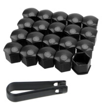 (Black, 17mm) 20pcs Car Wheel Nut Caps With Remover Tool Anti-rust Auto Hub Screw Cover Suitable For All Kinds Of Cars