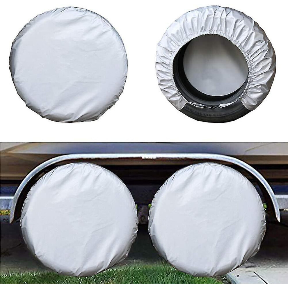 (Silver, L) 4 Pack Waterproof Tire Cover Spare Tyre Wheel Rv Trailer Camper Anti-corrosion Tyre Protector-image-OPC-PFWZPKX-NEW