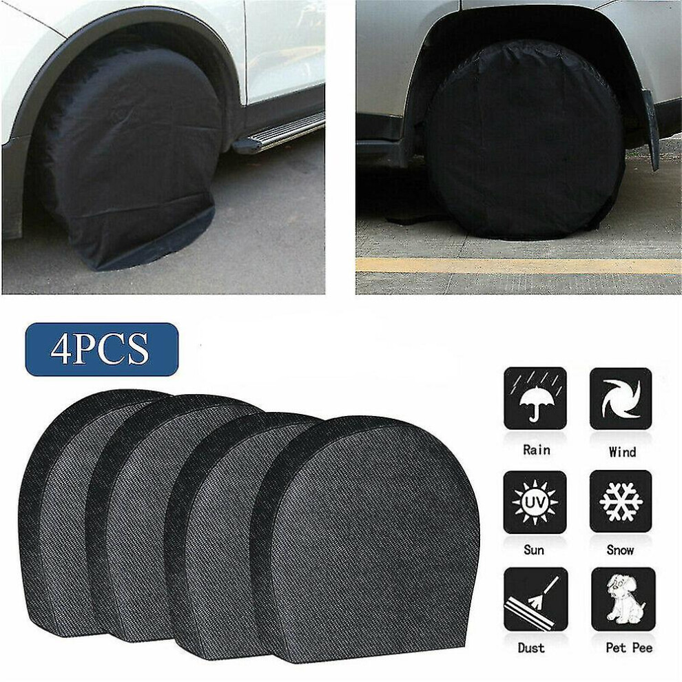 (Black, S) 4 Pack Waterproof Tire Cover Spare Tyre Wheel Rv Trailer Camper Anti-corrosion Tyre Protector-image-OPC-PFWZPKY-NEW
