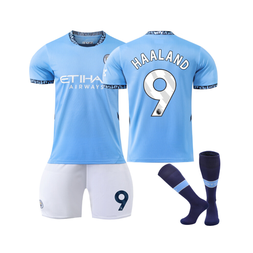 (S(165-170CM)) No-Logo Customizable 2425 Ma_nchester City Home HA_ALAND #9 Sport Clothing With Socks